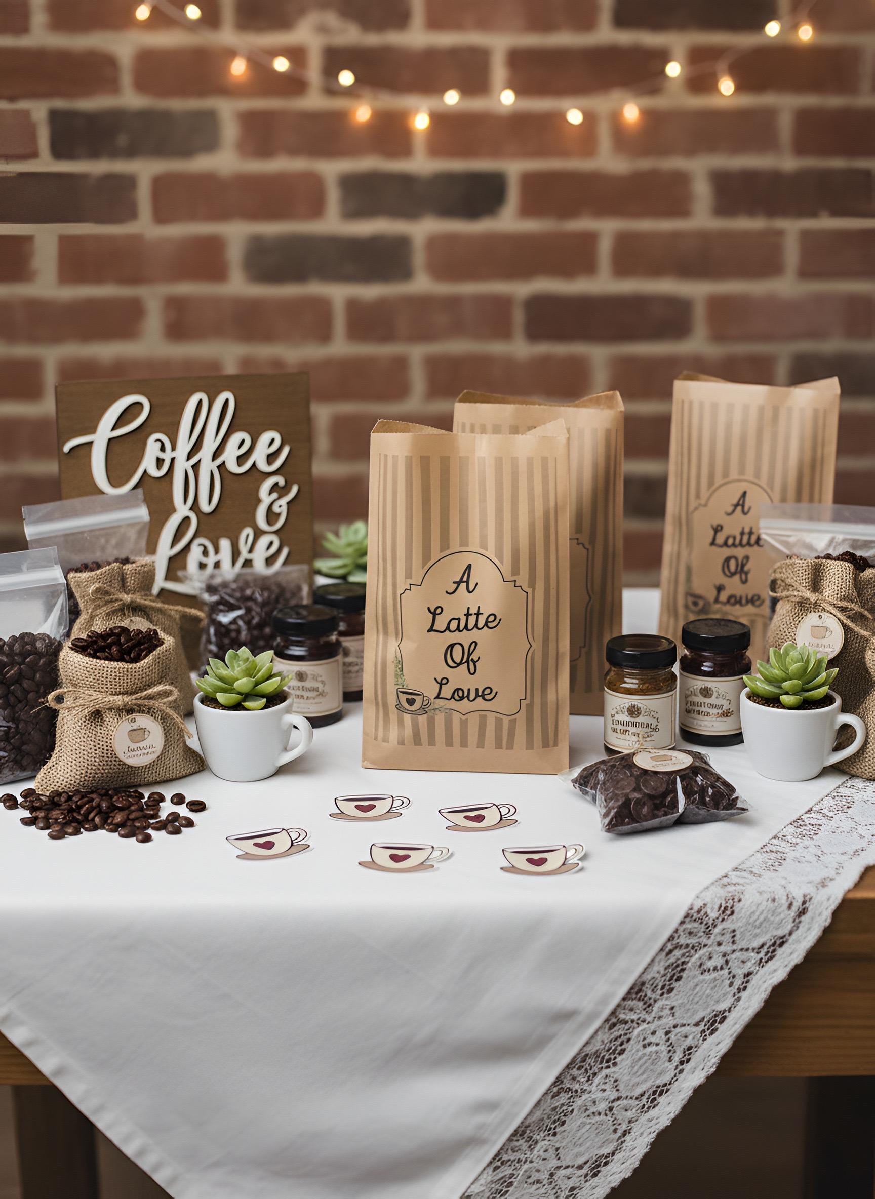 A Latte of Love Favor Bags, Set of 12 – 6x9 Flat Kraft Paper Bags for Bridal Shower & Bachelorette Favors