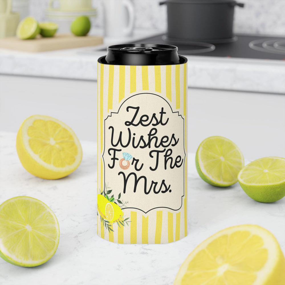 Personalized Zest Wishes for the Mrs Can Cooler Custom Bachelorette Bridal Can Sleeve Slim and Regular Can Sizes
