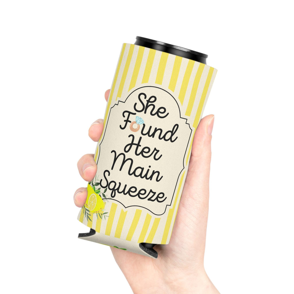 Personalized She Found Her Main Squeeze Can Cooler Custom Bachelorette Bridal Can Sleeve Slim and Regular Can Sizes
