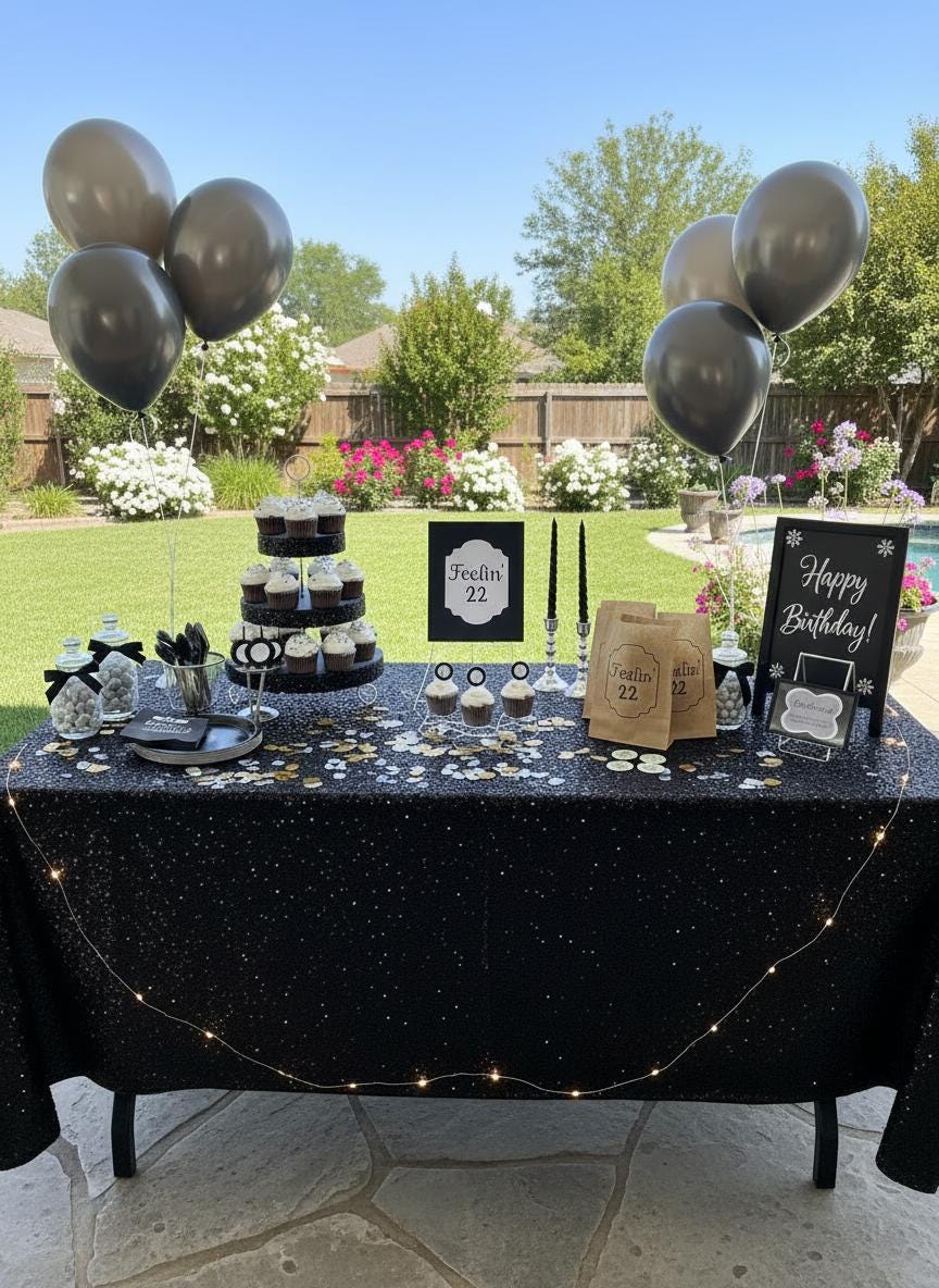 Feeling 22 Birthday Decor Kit | Glam Milestone Birthday Party Set | Rose Gold, Gold, Silver & Black Options
