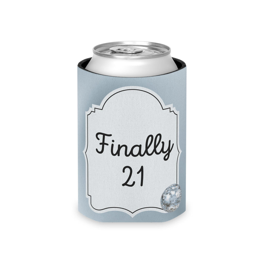 Personalized Finally 21 Can Cooler Rose Gold, Gold, Silver Custom Can Sleeve, Slim and Regular Sizes