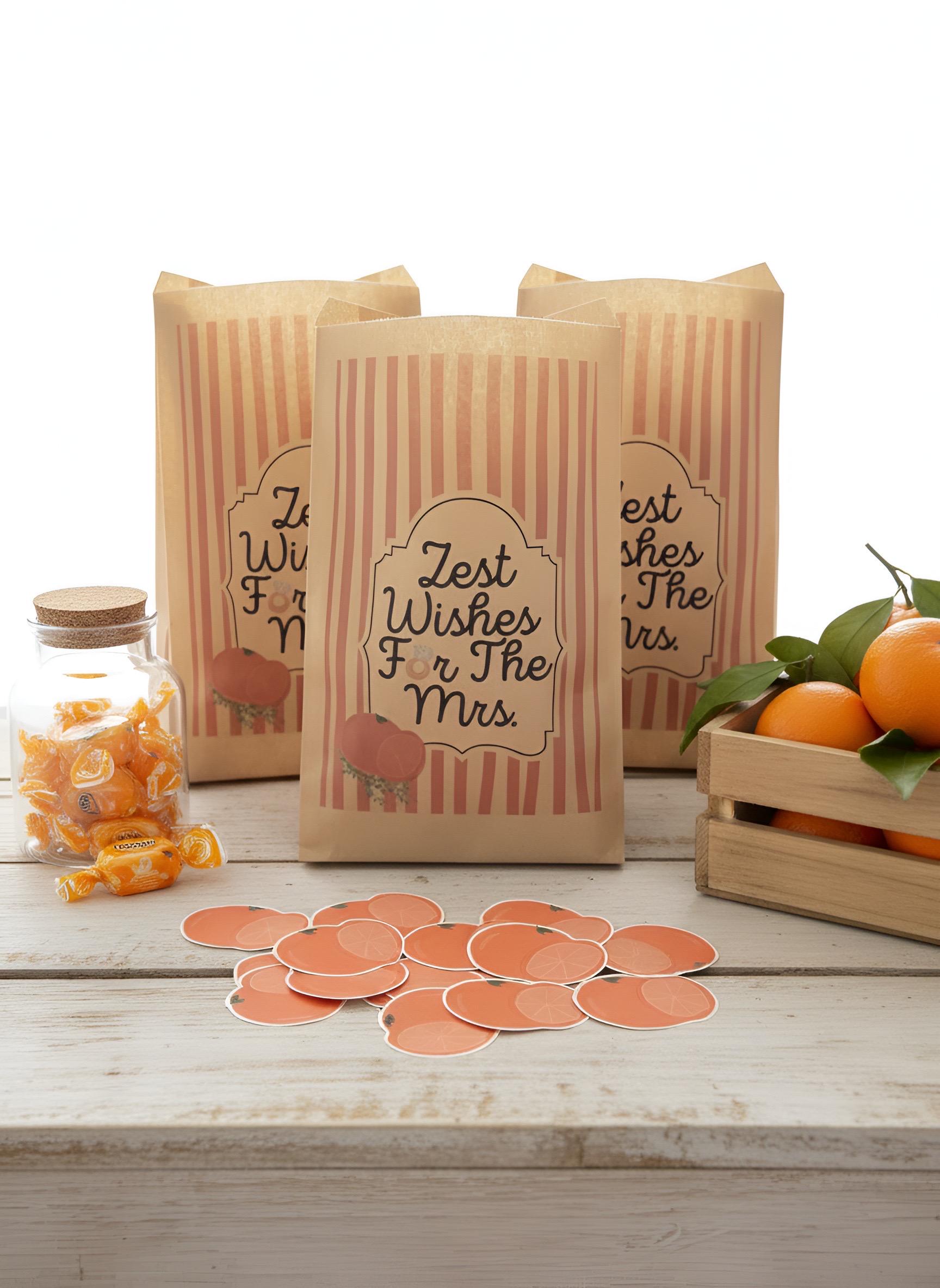 Zest Wishes for the Mrs. Bridal Shower Decor Kit | Clementine Orange Bachelorette Party Set | Signs, Balloons, Favor Bags & More