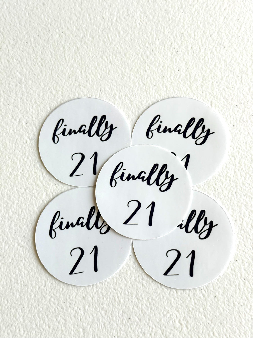 Finally 21 Stickers, Set of 12 – Die-Cut Stickers for Favor Bags, Party Favors & Table Scatter