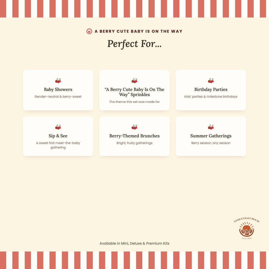A Berry Cute Baby Is On The Way Favor Bags, Set of 12 – 6x9 Flat Kraft Paper Bags for Baby Shower Favors and Treats
