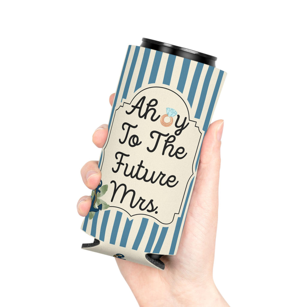 Personalized Ahoy to the Future Mrs Can Cooler Custom Bachelorette Bridal Can Sleeve Slim and Regular Can Sizes
