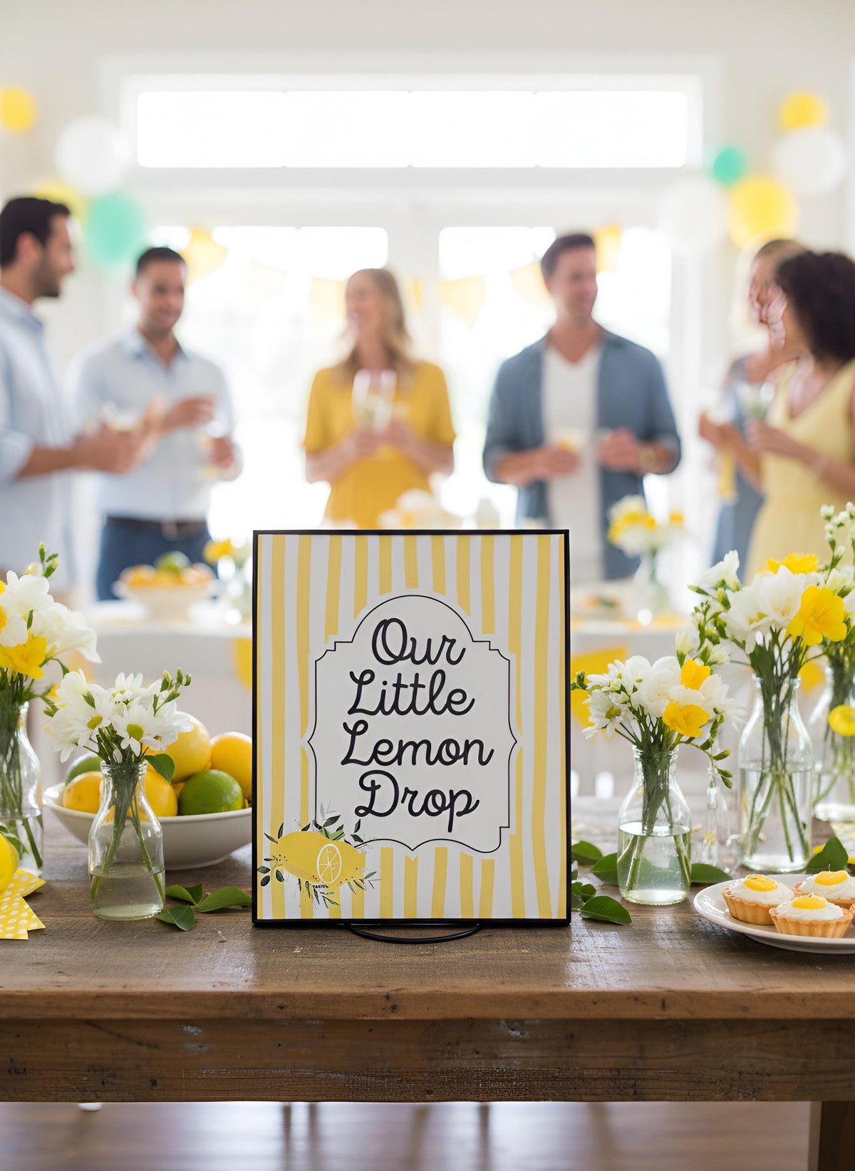 Our Little Lemon Drop Party Decor Kit | Lemon Baby Shower, Sprinkle, Birthday Set | Cardstock Signs, Latex Balloons & Favor Bags