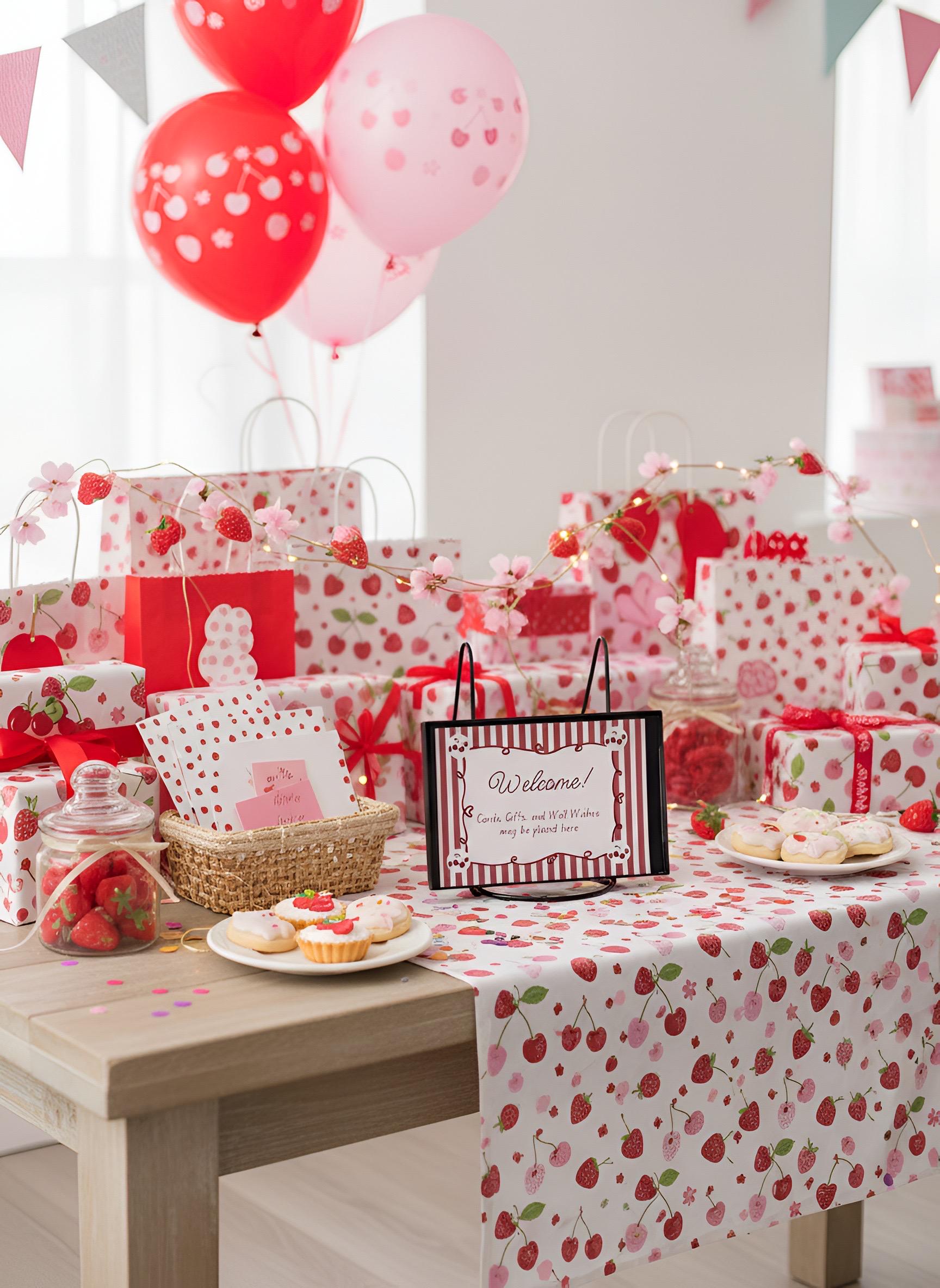 The Cherry On Top For The Bride Bridal Shower Decor Kit | Cherry & Strawberry Bachelorette Party Set | Signs, Balloons, Favor Bags and More