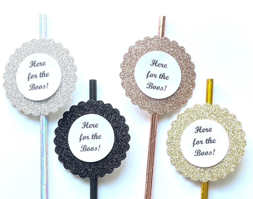 Here for the Boos Halloween Party Decor Paper Straws - Trick or Treat Treating - Set of 12 Straws - Party Favors- Candy Alternative