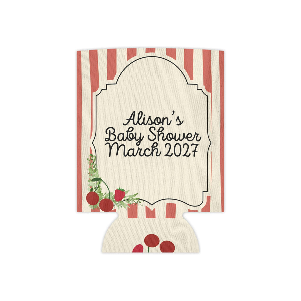 Personalized "A Berry Cute Baby Is On The Way" Can Cooler Custom Baby Shower Can Sleeve, Slim and Regular Can Sizes