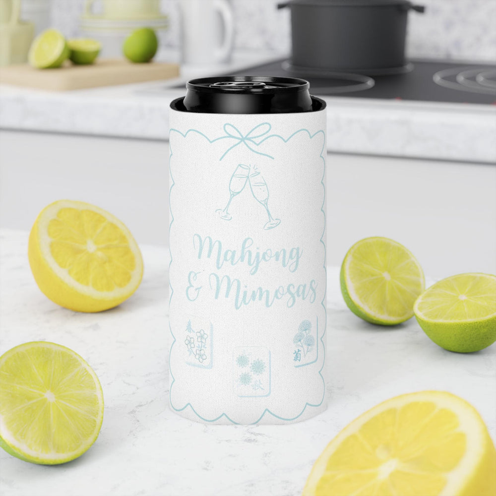 Personalized Mahjong and Mimosas Can Cooler Custom Can Sleeve in Sage Green, Light Pink or Light Blue