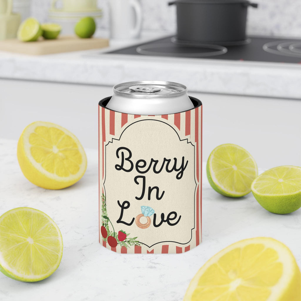 Personalized "Berry In Love" Can Cooler Custom Bachelorette Can Sleeve, Slim & Regular Can Sizes