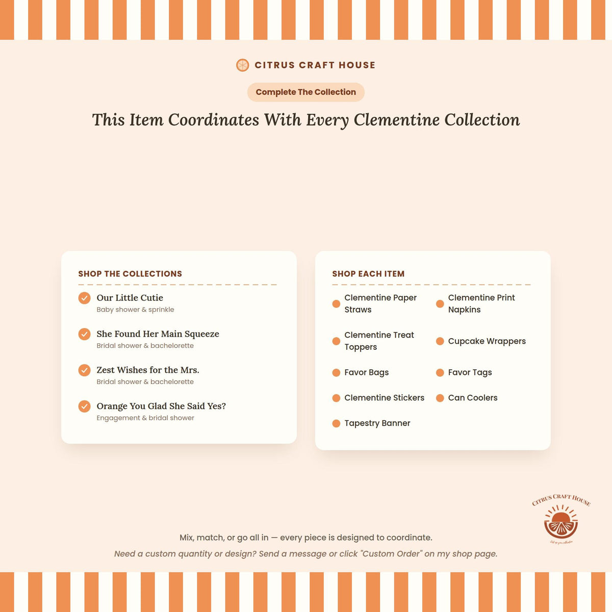 Clementine Treat Toppers, Set of 12 – Glitter Cupcake Picks & Charcuterie Picks with Bamboo Skewers