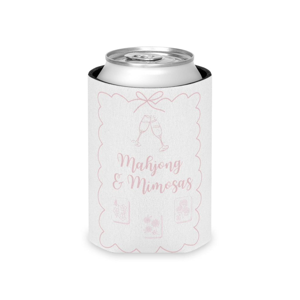 Personalized Mahjong and Mimosas Can Cooler Custom Can Sleeve in Sage Green, Light Pink or Light Blue