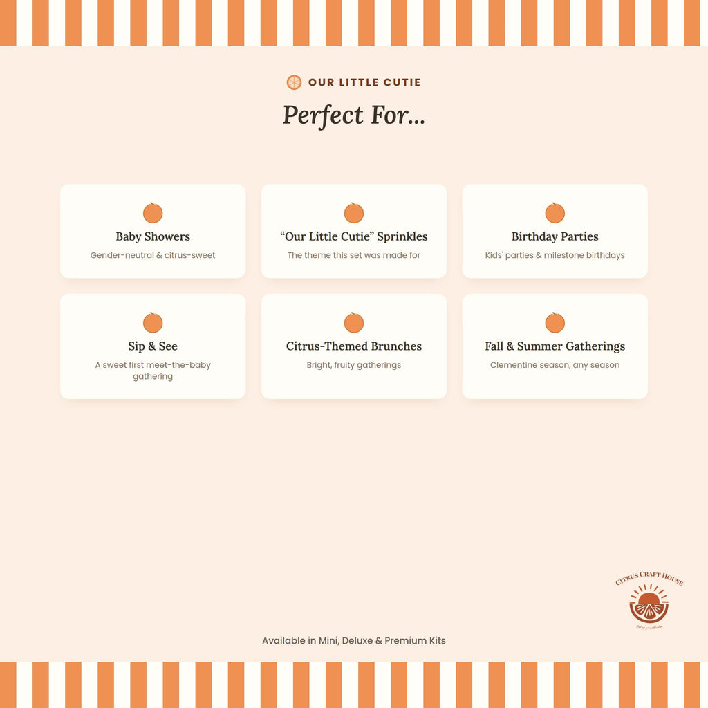 Our Little Cutie Favor Bags, Set of 12 – 6x9 Flat Kraft Paper Bags for Baby Shower Favors & Treats