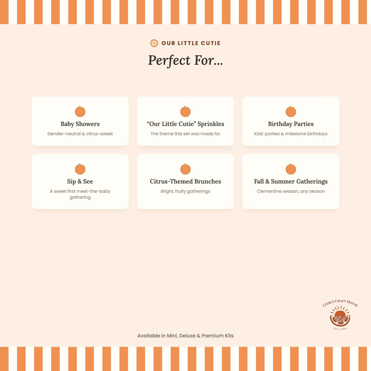 Our Little Cutie Favor Bags, Set of 12 – 6x9 Flat Kraft Paper Bags for Baby Shower Favors & Treats