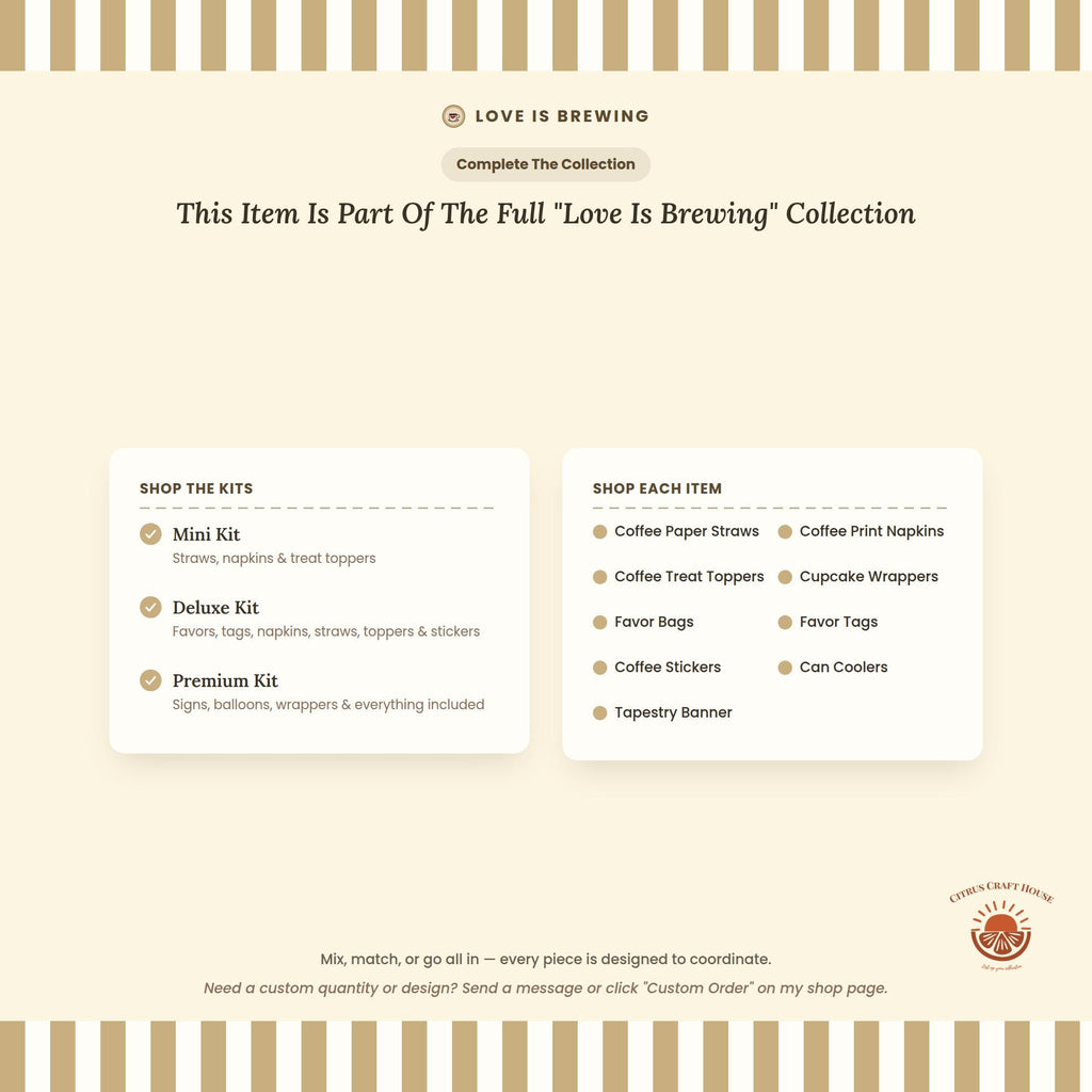 Coffee Cocktail Napkins, Set of 12 – White Paper Napkins with Coffee Cup Print for Baby Shower & Bridal Shower