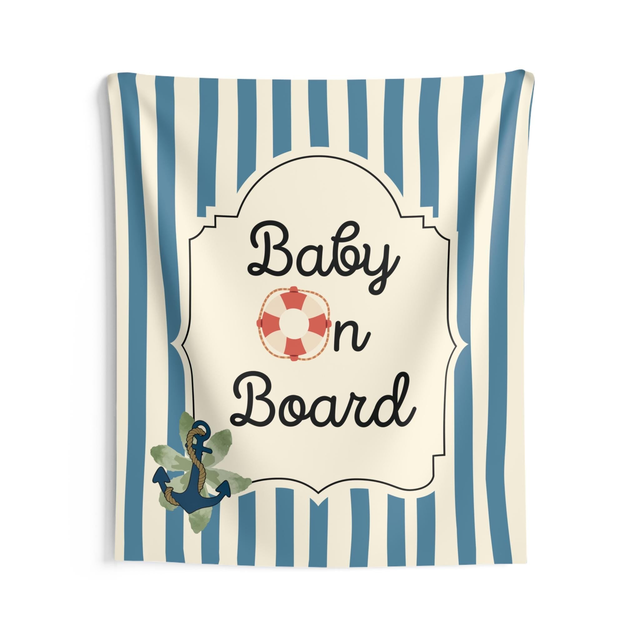 Personalized Baby On Board Tapestry Banner Polyester Wall Hanging Backdrop, 4 Sizes for Baby Shower