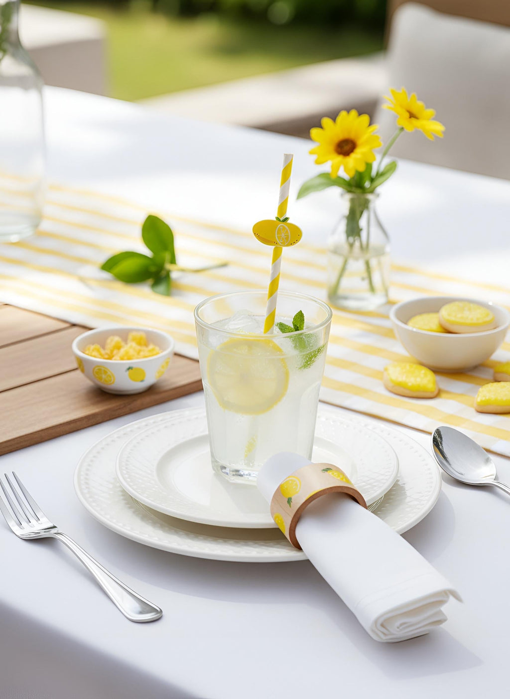 Lemon Paper Straws, Set of 12 – Eco-Friendly Paper Straws for Lemonade Stand, Baby Shower & Bridal Shower