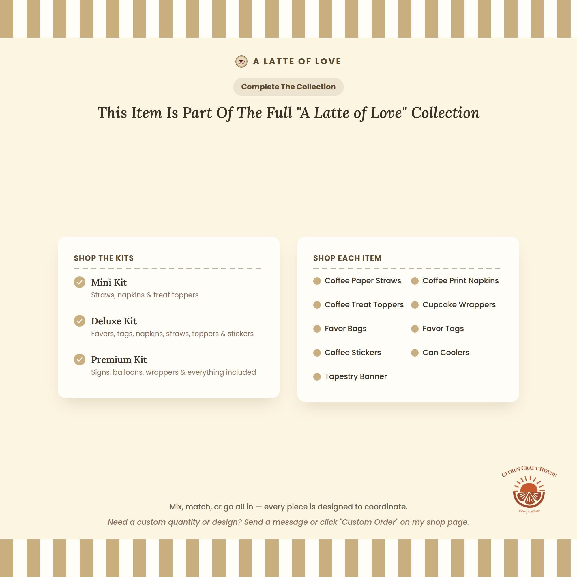 Coffee Stickers, Set of 12 – Die-Cut Coffee Cup Print Stickers for Favor Bags, Party Favors & Table Scatter