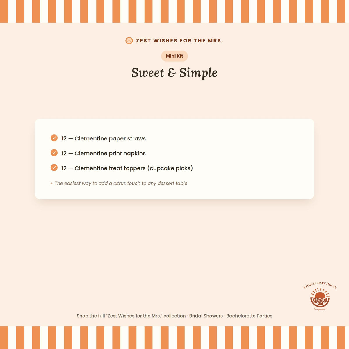 Zest Wishes for the Mrs. Bridal Shower Decor Kit | Clementine Orange Bachelorette Party Set | Signs, Balloons, Favor Bags & More