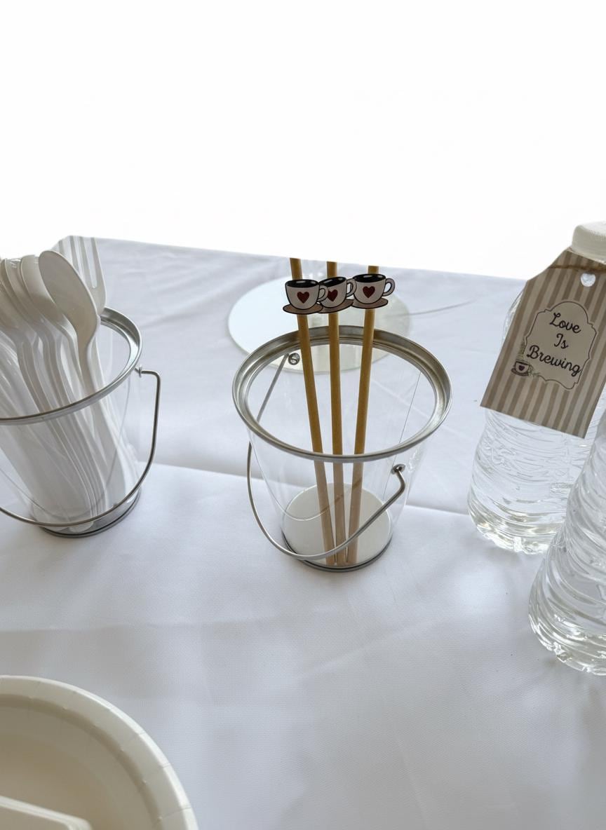 Coffee Paper Straws, Set of 12 – Eco-Friendly Paper Straws for Baby Shower, Bridal Shower & Coffee-Themed Party