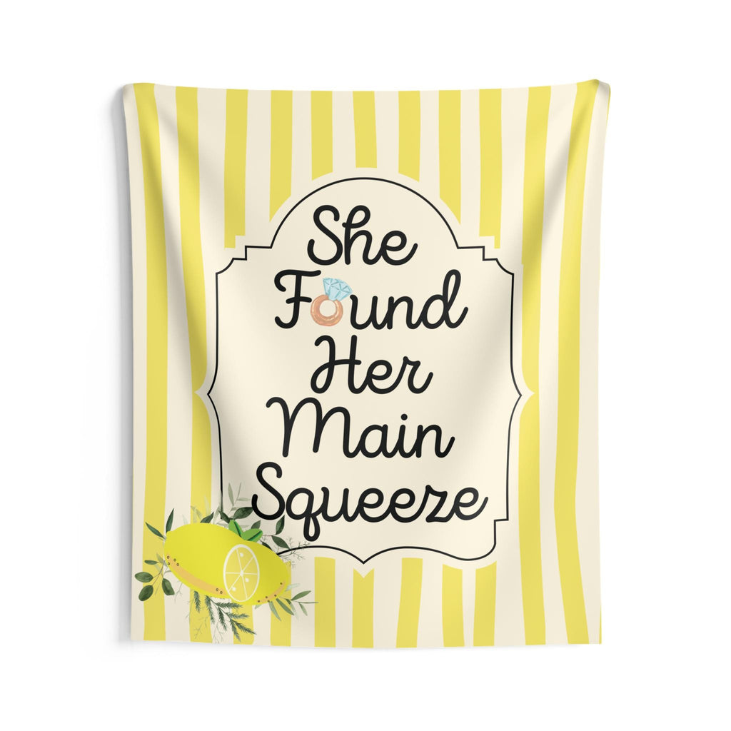 Personalized She Found Her Main Squeeze Tapestry Banner Polyester Wall Hanging Backdrop, 4 Sizes for Bridal Shower