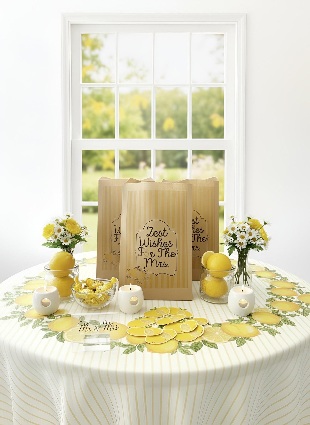 Zest Wishes for the Mrs. Bridal Shower Decor Kit | Lemon Bachelorette Party Set | Signs, Balloons, Favor Bags & More