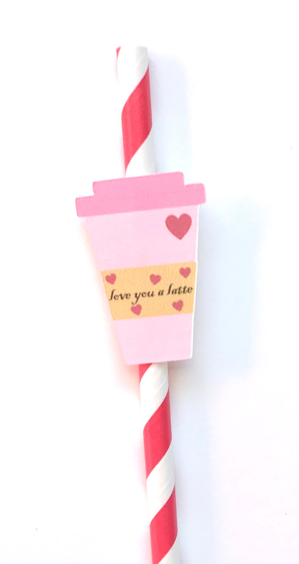 Love You a Latte Valentine's Day Party Decor Paper Straws - Hot Cocoa Chocolate Coffee Bar Straws - Set of 12 Paper Straws