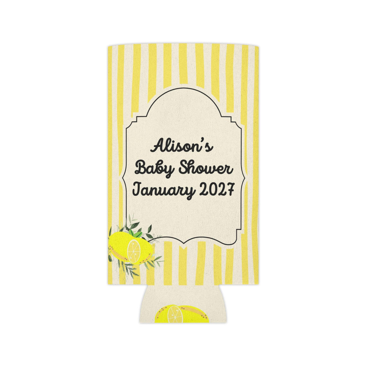 Personalized Our Little Lemon Drop Can Cooler Custom Baby Shower Can Sleeve, Slim and Regular Can Sizes