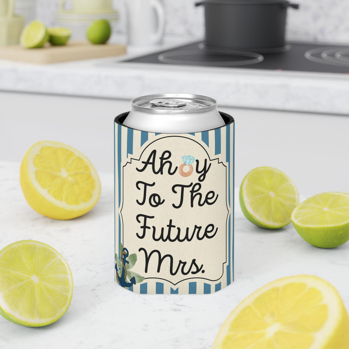 Personalized Ahoy to the Future Mrs Can Cooler Custom Bachelorette Bridal Can Sleeve Slim and Regular Can Sizes