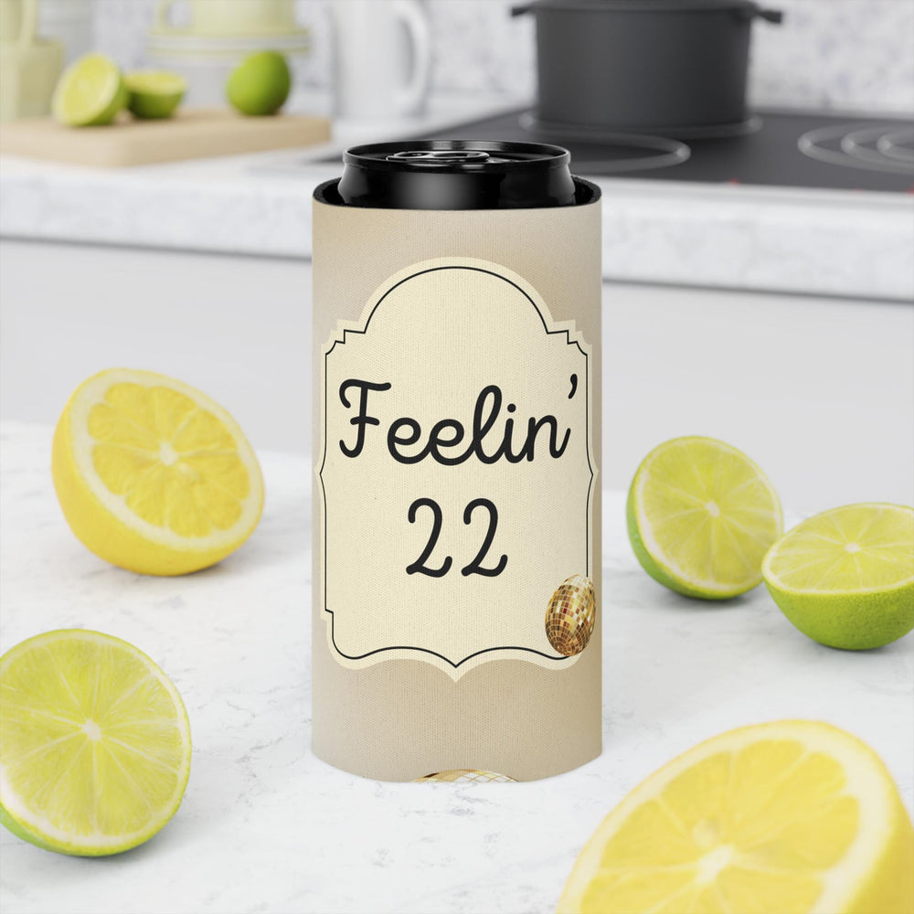 Personalized Feeling 22 Can Cooler Rose Gold, Gold, Silver Custom Can Sleeve, Slim and Regular Sizes