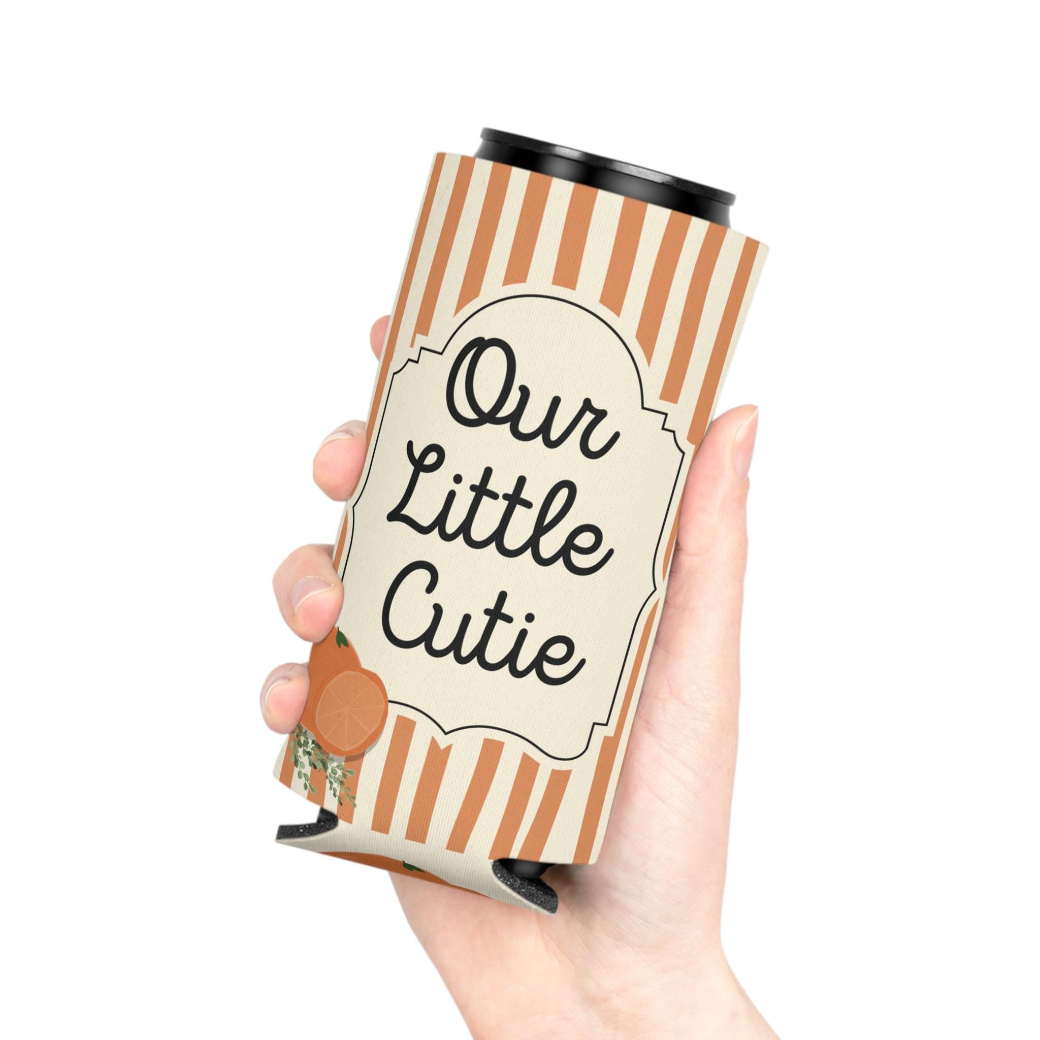 Personalized Our Little Cutie Can Cooler Custom Baby Shower Can Sleeve, Slim and Regular Can Sizes