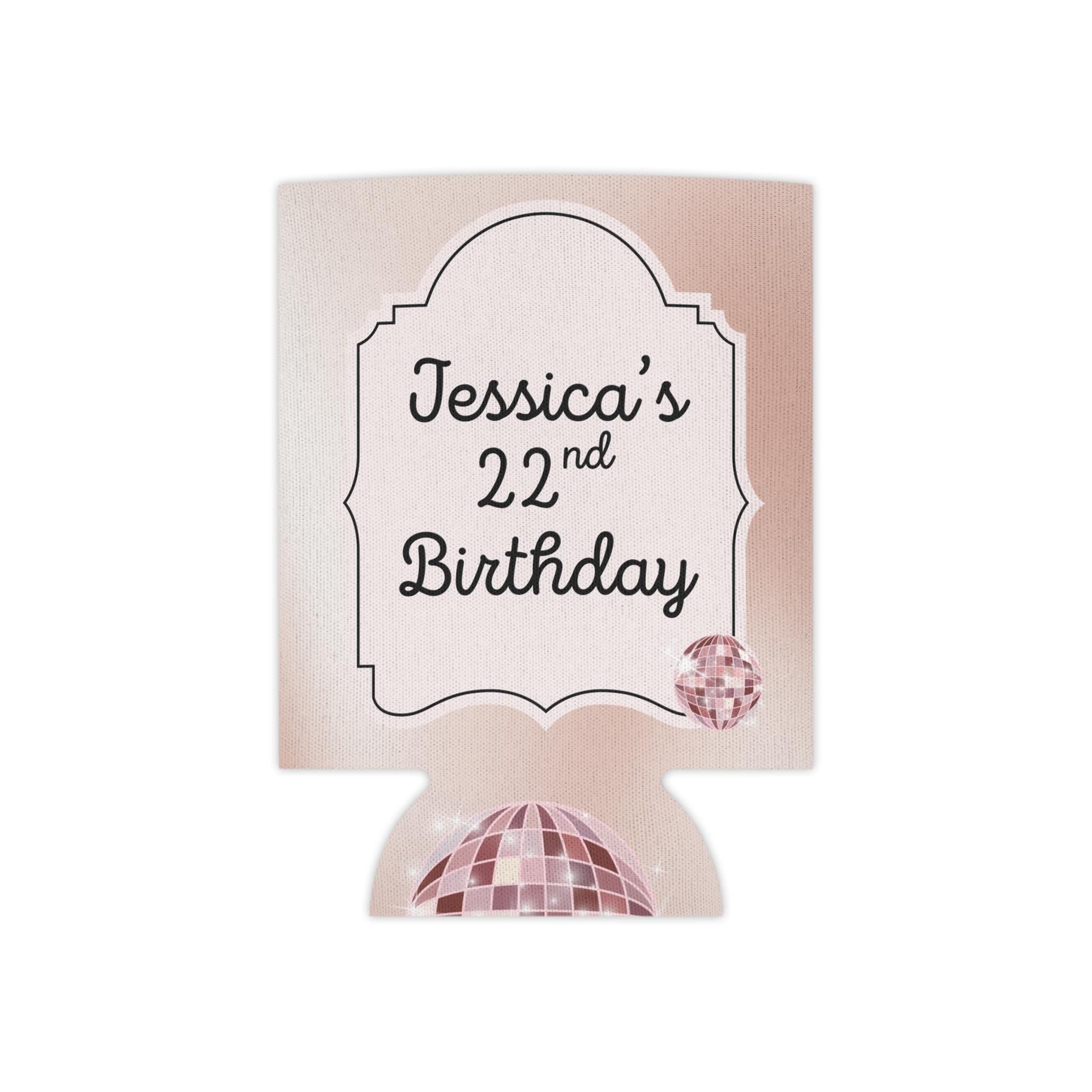 Personalized Feeling 22 Can Cooler Rose Gold, Gold, Silver Custom Can Sleeve, Slim and Regular Sizes