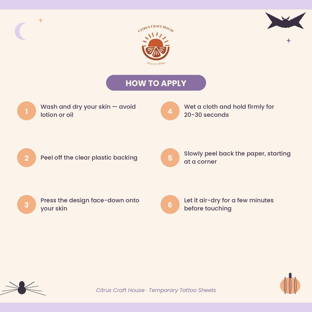 Pastel Halloween Temporary Tattoos | Cute Ghost Bat Skeleton Kids Tattoos | Trick or Treat Party Favor | 56 Pack Ready to Apply