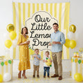 Our little lemon drop, white and yellow striped tapestry banner for party personalized