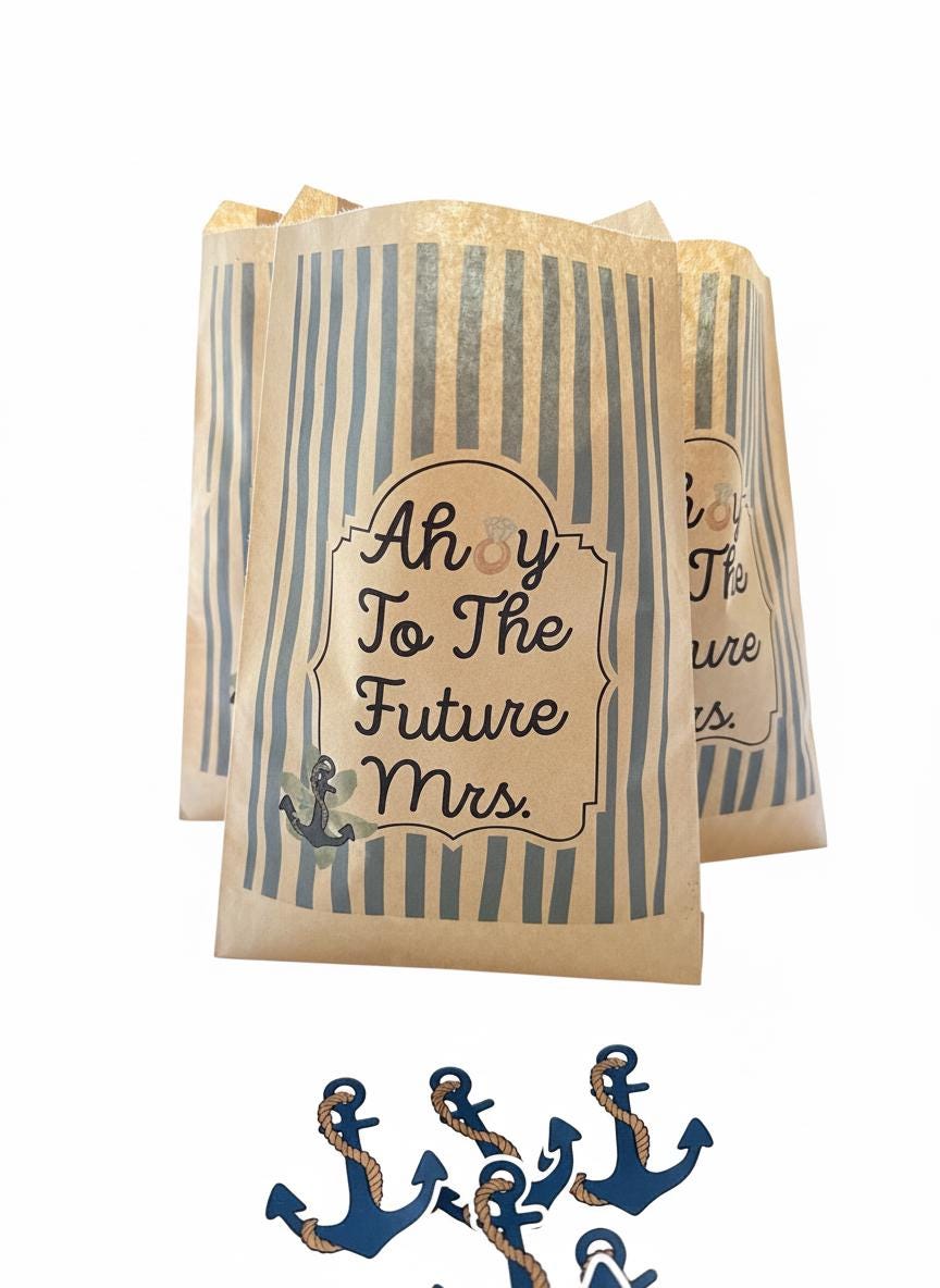 Ahoy To The Future Mrs. Bridal Shower Decor Kit | Nautical Bachelorette Party Set | Signs, Balloons, Favor Bags and More