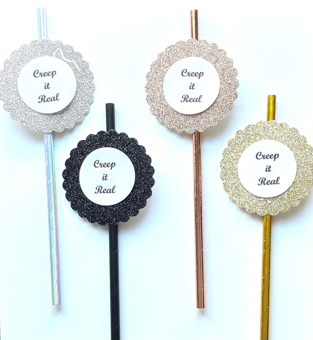 Creep it Real Halloween Party Decor Paper Straws - Trick or Treat Treating - Set of 12 Straws - Party Favors- Candy Alternative