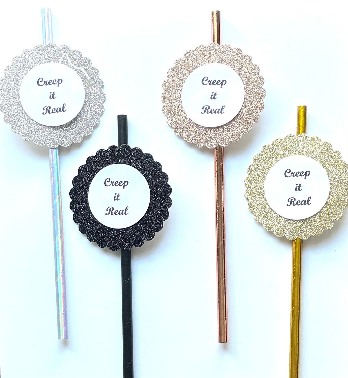 Creep it Real Halloween Party Decor Paper Straws - Trick or Treat Treating - Set of 12 Straws - Party Favors- Candy Alternative