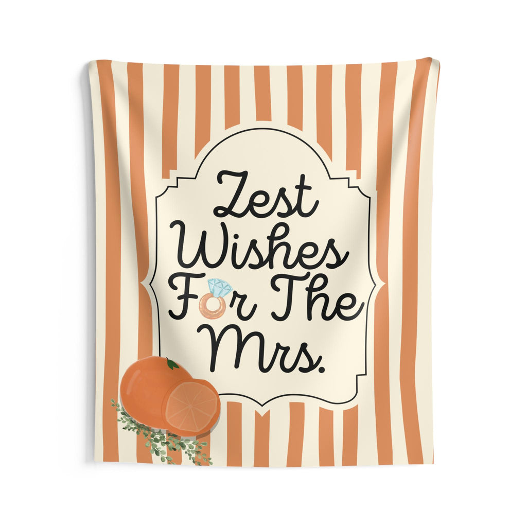 Personalized Zest Wishes for the Mrs Tapestry Banner Polyester Wall Hanging Backdrop, 4 Sizes for Bridal Shower