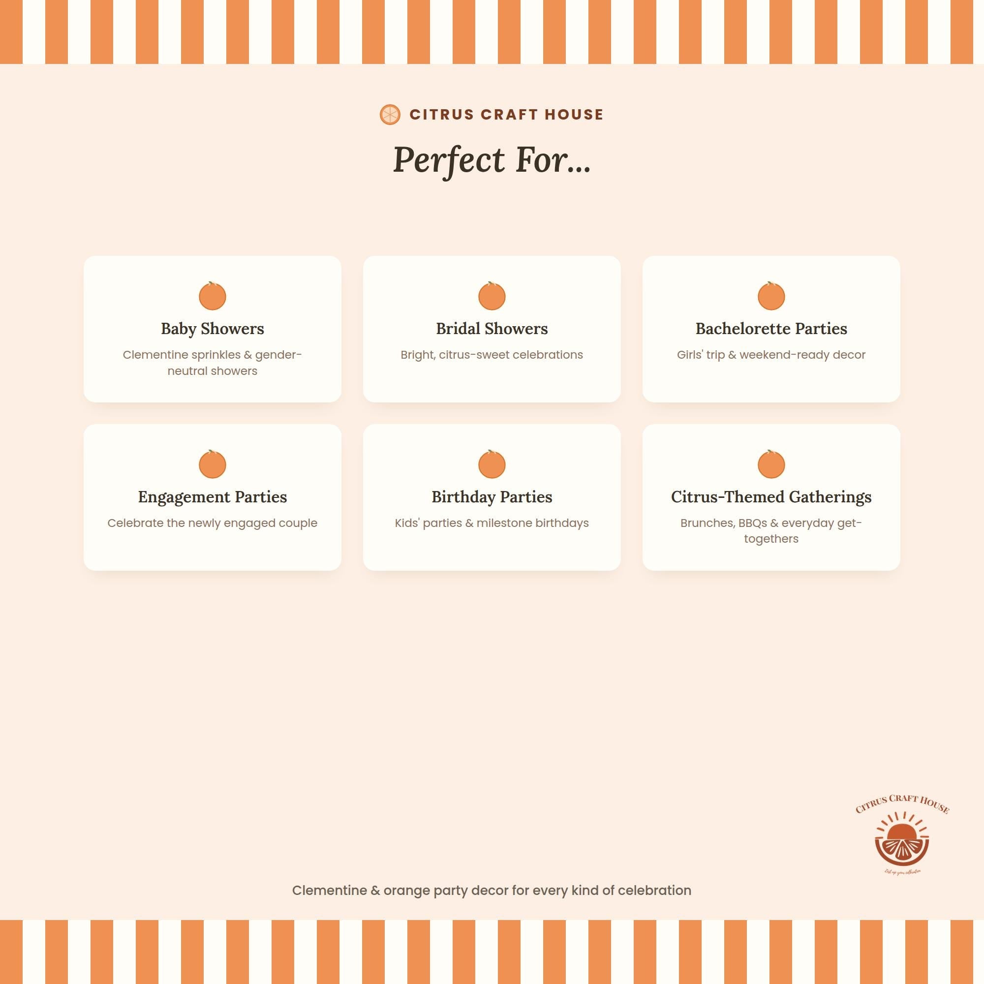 Clementine Cocktail Napkins, Set of 12 – White Paper Napkins with Orange Print for Baby Shower & Party