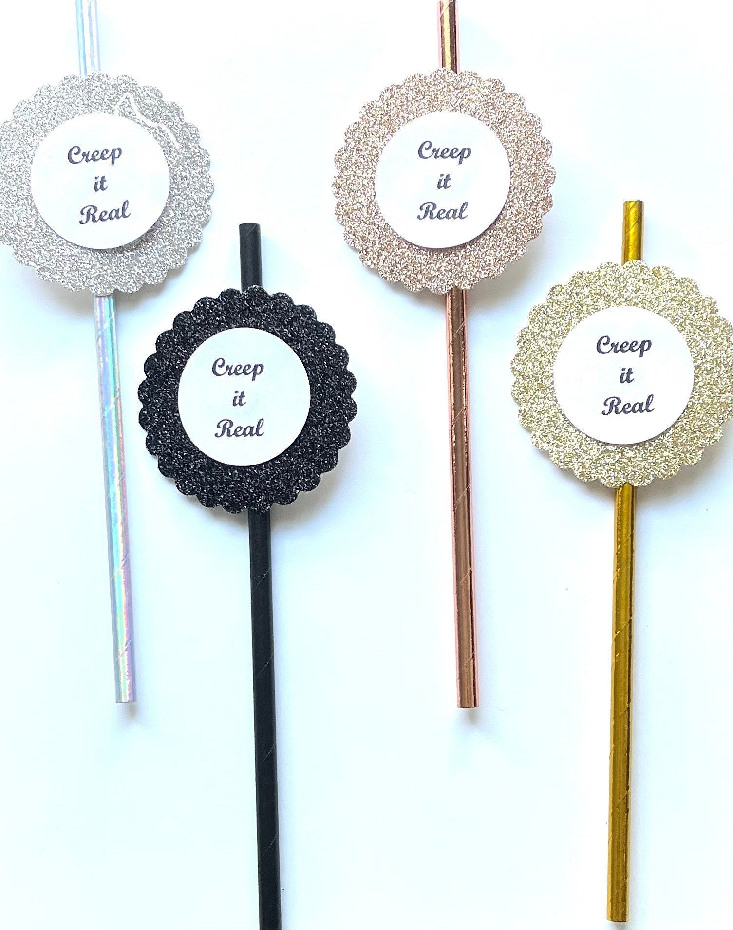 Creep it Real Halloween Party Decor Paper Straws - Trick or Treat Treating - Set of 12 Straws - Party Favors- Candy Alternative