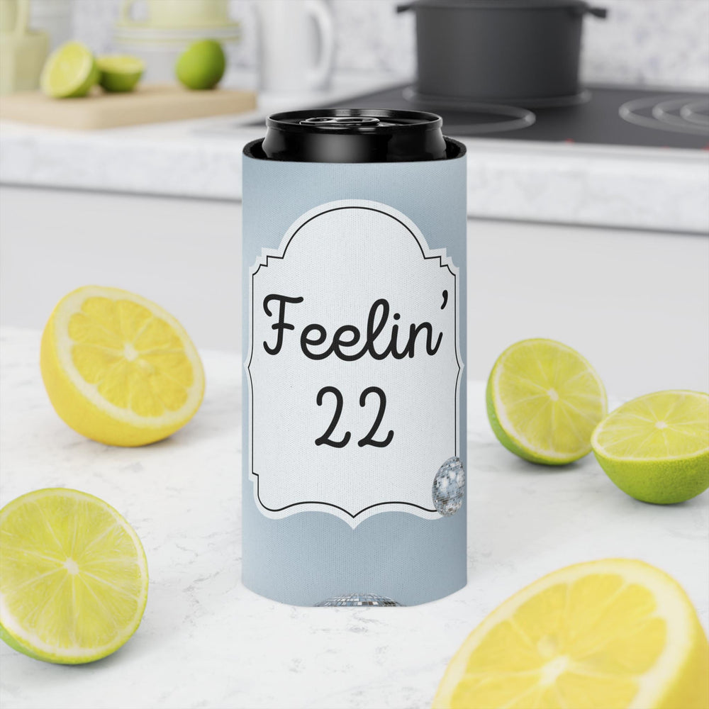 Personalized Feeling 22 Can Cooler Rose Gold, Gold, Silver Custom Can Sleeve, Slim and Regular Sizes