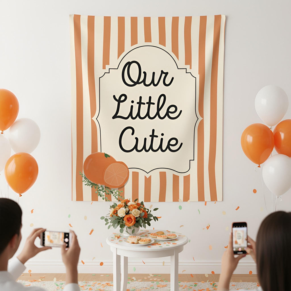 Personalized Our Little Cutie Tapestry Banner Polyester Wall Hanging Backdrop, 4 Sizes for Baby Shower