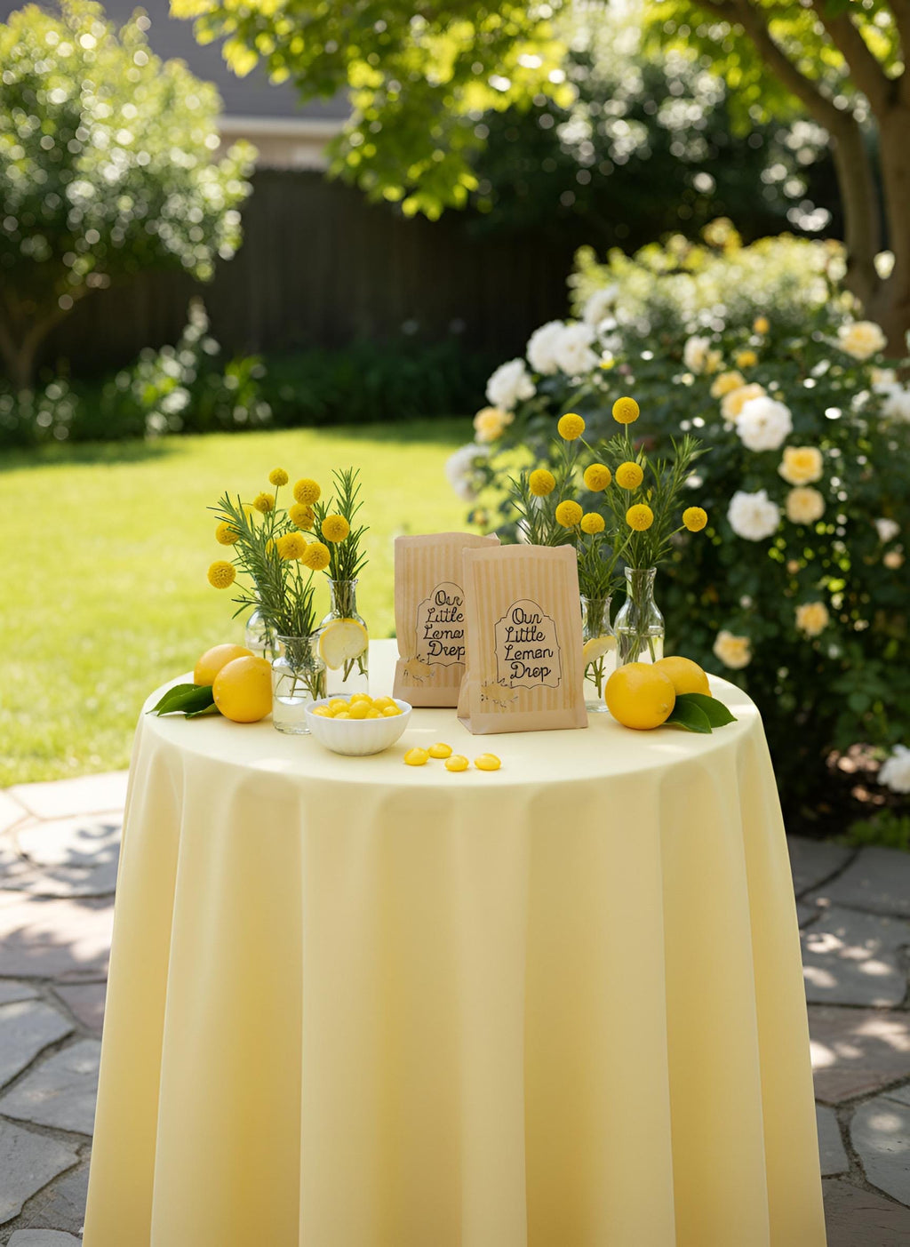 Our Little Lemon Drop Favor Bags, Set of 12 – 6x9 Flat Kraft Paper Bags for Baby Shower Favors & Treats