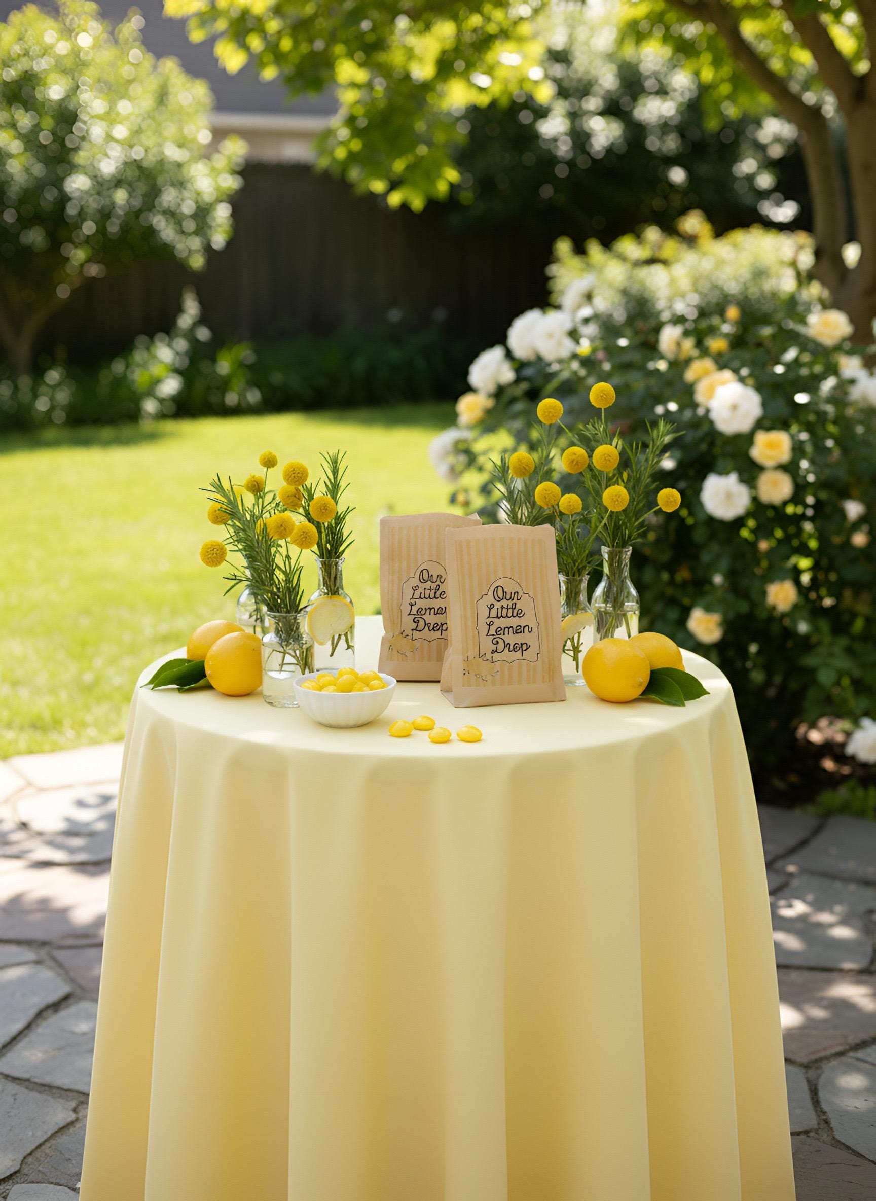Our Little Lemon Drop Favor Bags, Set of 12 – 6x9 Flat Kraft Paper Bags for Baby Shower Favors & Treats