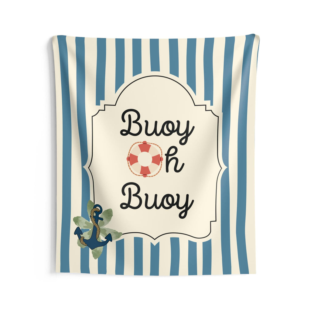 Personalized Buoy Oh Buoy Tapestry Banner Polyester Wall Hanging Backdrop, 4 Sizes for Baby Shower