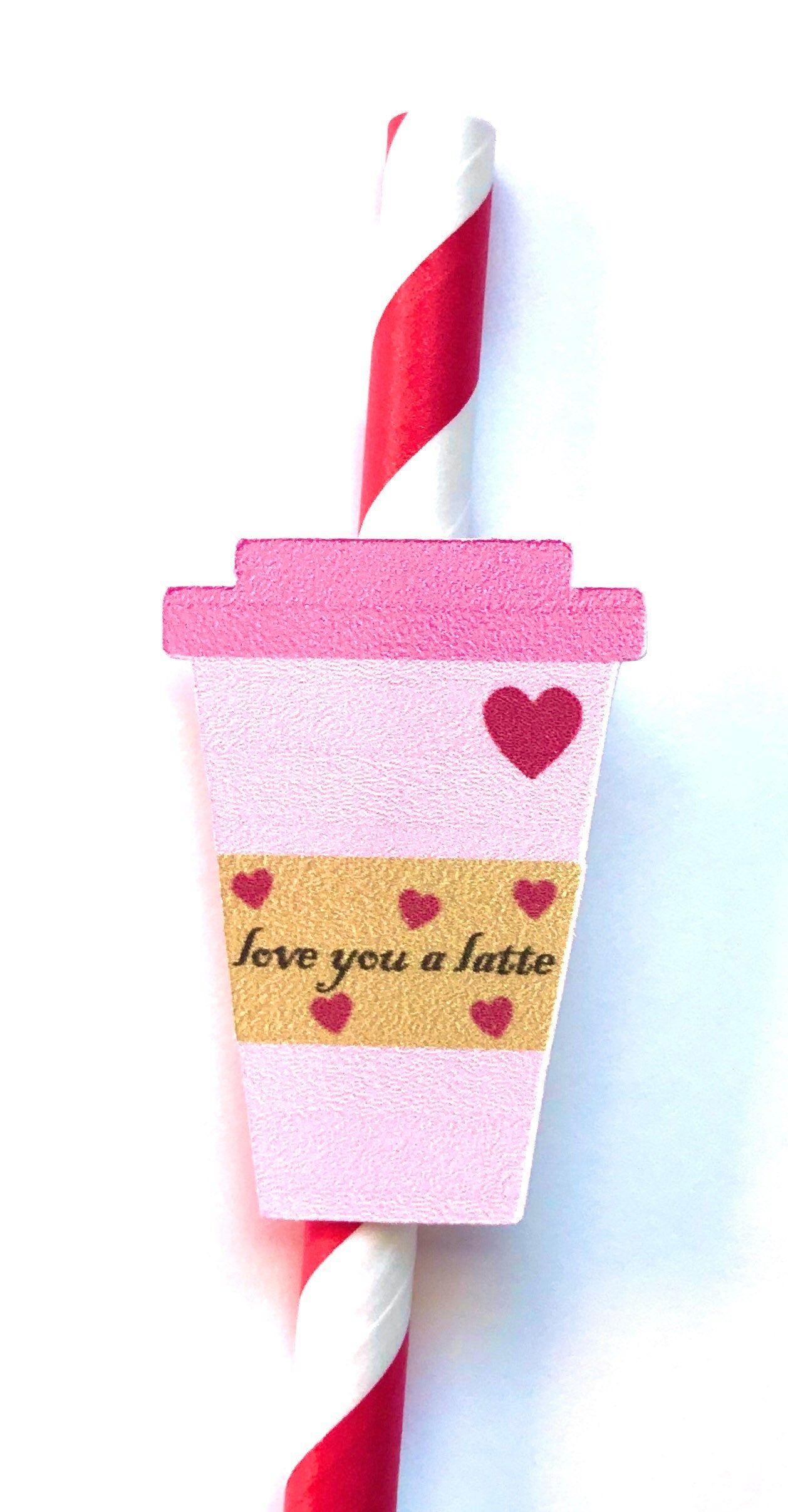 Love You a Latte Valentine's Day Party Decor Paper Straws - Hot Cocoa Chocolate Coffee Bar Straws - Set of 12 Paper Straws