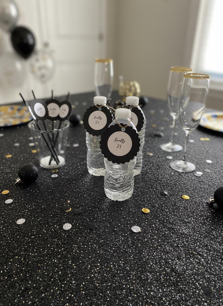 Finally 21 Birthday Decor Kit | Glam 21st Birthday Party Set | Rose Gold, Gold, Silver & Black Options