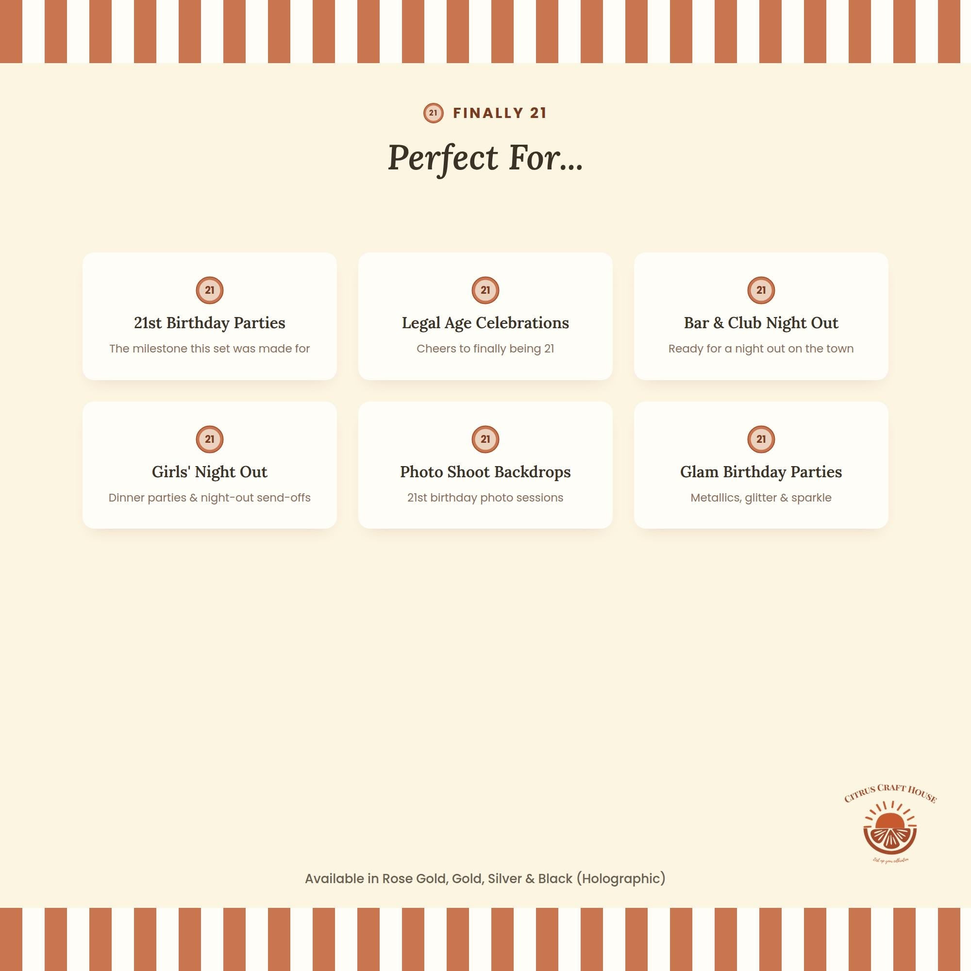 Finally 21 Glitter Treat Toppers, Set of 12 – Rose Gold, Gold, Silver, Black Glitter Cupcake Charcuterie Picks with Bamboo Skewers