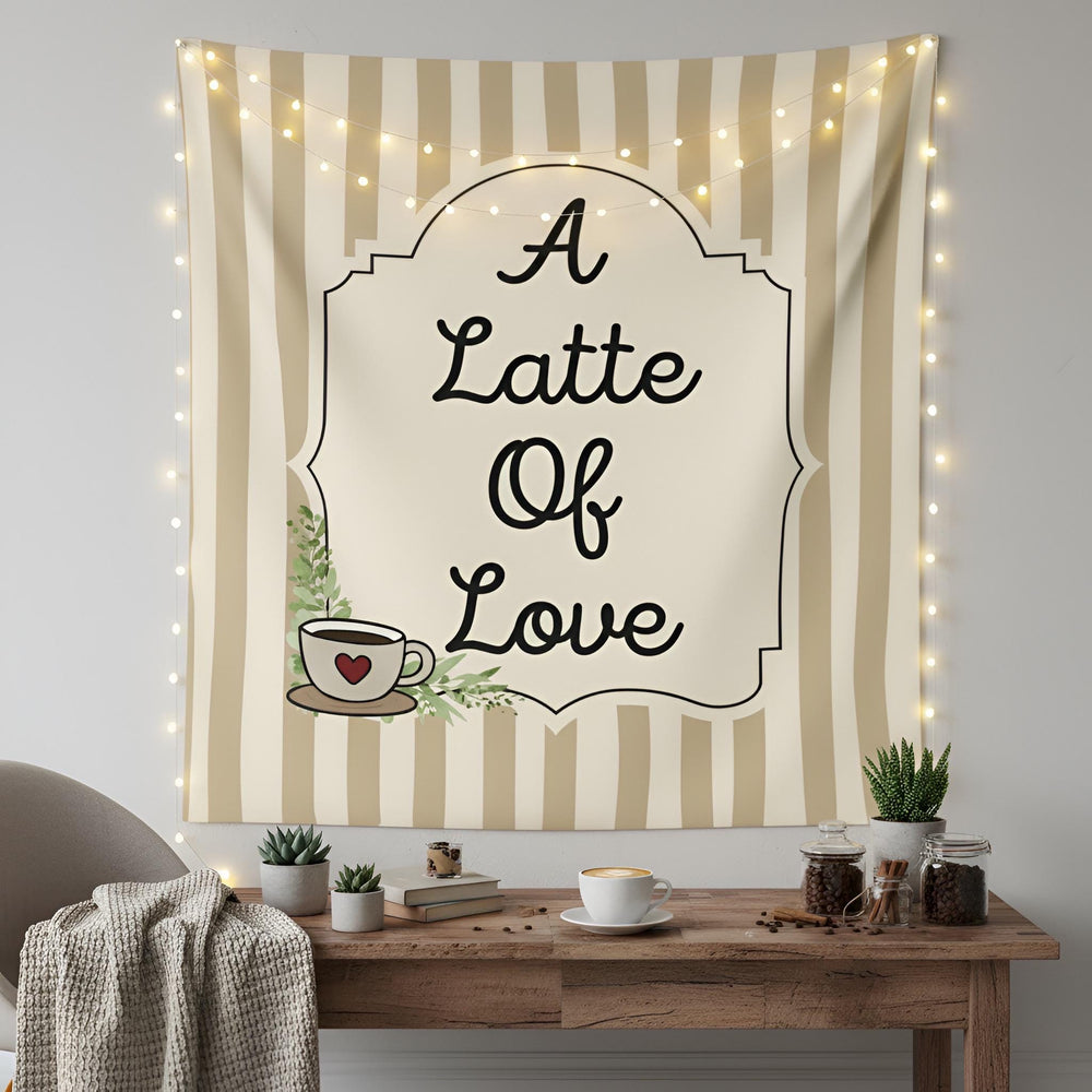 Personalized A Latte of Love Tapestry Banner Polyester Wall Hanging Backdrop, 4 Sizes for Engagement & Bridal Shower